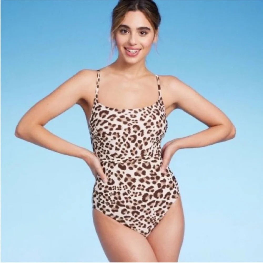 Kona Sol Women’s Leopard Print Wrap One Piece Swimsuit - Picture 3 of 8